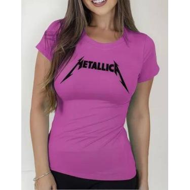 Imagem de Camiseta Camisa Algodão Feminina Masculina Adulto Banda Metallica Rock