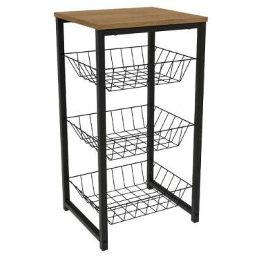 Imagem de Fruteira de Chao para Cozinha em Metal/MDP 75cm Kappesberg Freijo/Pret