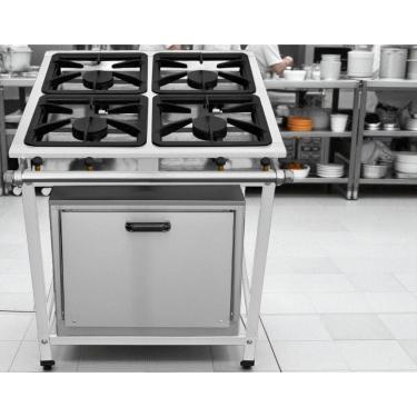 Imagem de Fogão Industrial 4 Bocas AP P8 em Aço Inox com Forno Leona