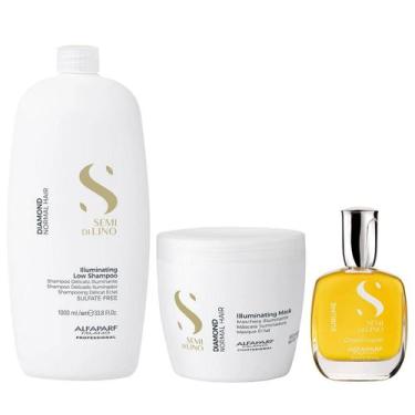 Imagem de Kit Alfaparf Semi Di Lino Diamond - Shampoo 1L + Máscara 500ml + Crist
