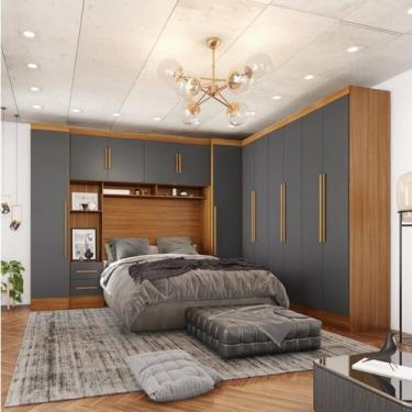 Imagem de Guarda-roupa Modulado Casal Completo 4 Peças 8 Portas 5 Gavetas com Ma