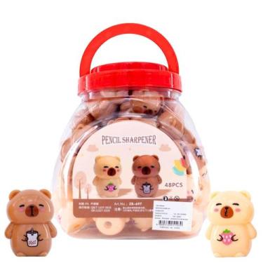 Imagem de Apontador Capivara Atacado Pote Com 48 Pecas Papelaria Fofa - LADEIRA 