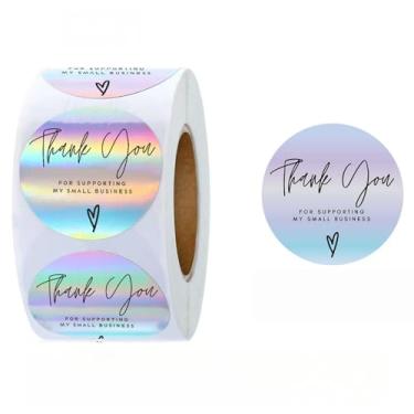 Imagem de 500 peças de adesivos de agradecimento redondos autoadesivos dourados de 2,5 cm para embalagens, sacolas de presente, casamentos, envelopes e pedidos de pequenas empresas