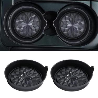 Imagem de Porta-copos de carro universal automotivo à prova d'água antiderrapante suporte de copo à prova de vazamento acessórios interiores de carro pacote com 2 flores pretas
