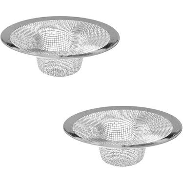 Imagem de Coletor de ralo de cabelo para pia e banheira, 2 peças de coadores de ralo de pia e banheira de aço inoxidável, cesta para banheiro, lavanderia, chão, adequado para orifício de 11 cm