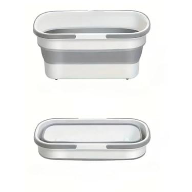 Imagem de Balde Retratil, Balde Dobrável Retrátil Flexível Retangular Silicone Multiuso com 4 Rodinha 18L(Balde Cinza)