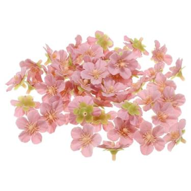 Imagem de Cabeças artificiais de flor de cerejeira de 2,5 cm, pacote com 50 cabeças de flores falsas de flor de cerejeira de seda para decoração de buquê floral de casamento, faça você mesmo, rosa