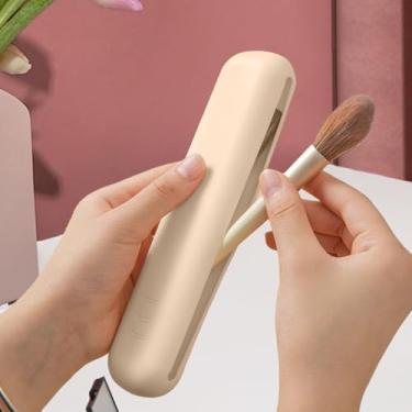 Imagem de Conjunto de pincéis de maquiagem para viagem com suporte de silicone portátil de cerdas macias estojo de armazenamento compacto para ferramentas de beleza em movimento