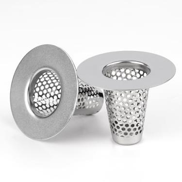 Imagem de Pacote com 2 coadores de ralo de pia de aço inoxidável, 3 a 4 cm de profundidade, pequeno apanhador de cabelo cônico para lavatório de banheiro, lavanderia, trailer, pia