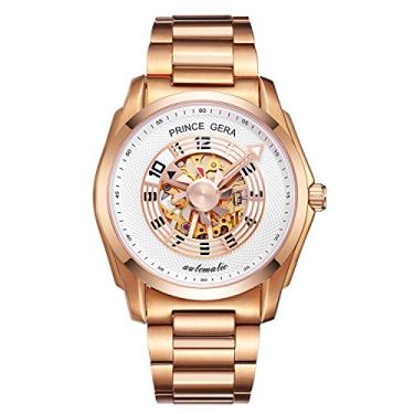 Imagem de Relógio masculino impermeável PRINCE GERA com esqueleto e pulseira branca