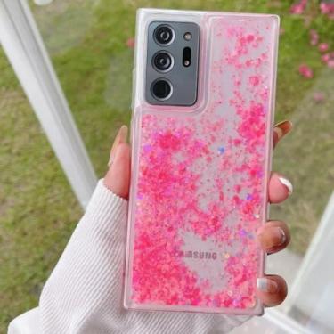 Imagem de Capa de TPU transparente com glitter e areia movediça luminosa para Samsung Galaxy S24 S23 S25 Ultra S22 Plus S21 S20 Fe A54 A55 A34 A15 A53 A52 (para Samsung S23Ultra/Rosa)