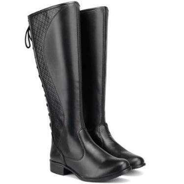 Imagem de Bota Feminina Montaria Cano Alto Amarração Confortável Moderna-Feminino