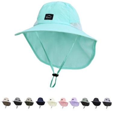 Imagem de Chapéu ZOORON Outdoor Kids Sun Hap com aba de pescoço UPF 50+ azul