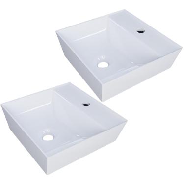 Imagem de Kit 02 Cubas de Apoio Angular Quadrada Para Banheiro Lavabo Volcano C01 AQ33W Branco - Lyam