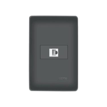 Imagem de Tomada Para Rede De Informática Fame Habitat Black Rj45 Cat6 8 Vias Com Placa 4x2 Preto