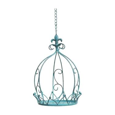 Imagem de MotiveTech Cesto suspenso Crown para plantas, 25cm x 35cm, estilo vintage, ideal para decoração de pátios e varandas, Azul