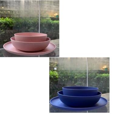 Imagem de ogo de 3 Pratos Resistente Linha Colours – Variedade de Cores, Livre de BPA e Uso no Micro-ondas | Prato Raso, Fundo e Bowl Modernos(Kit 2 jogos pratos Rosa p/Mirt)