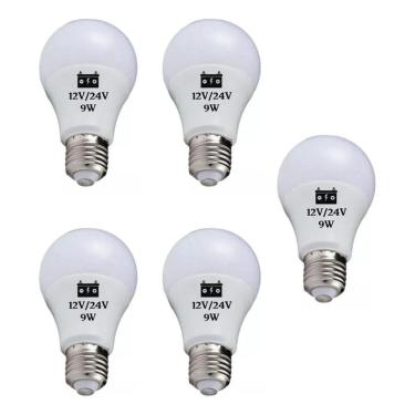 Imagem de 2X 5 Lâmpada Led Bulbo 9W 12V 24V E27