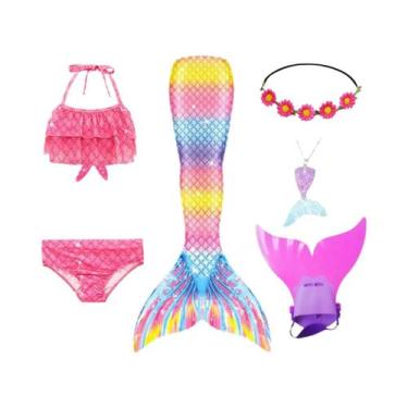Imagem de Fantasia De Sereia Para Meninas Com Cauda E Monofin, Cosplay De Ariel,