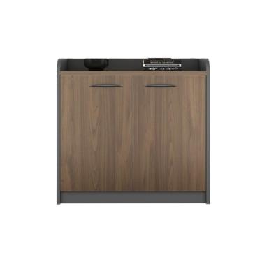 Imagem de Armário de Arquivos Portas de armário duplas para escritório, arquivo baixo madeira com alça, dados armazenamento, duas cores disponíveis(Brown)