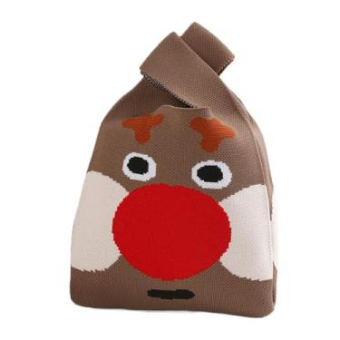 Imagem de Bolsa de lã de tricô casual com desenho animado de Natal fofa para presente de Natal (estilo D)