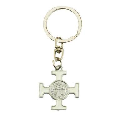 Imagem de Chaveiro Cruz Preto Branco Azul ou Vermelho Medalhão São Bento 2.5cm -