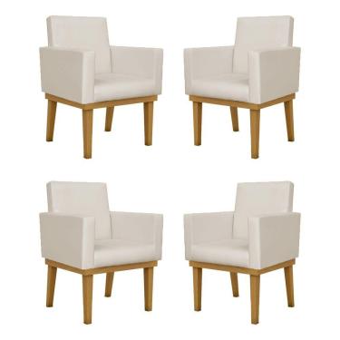 Imagem de Kit 04 Poltronas Reforçadas Escritório Courino Cor bege