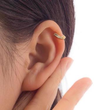 Imagem de Piercing Hélix Argola em Ouro 18k Com Zircônias Orelha Cartilagem - Pr