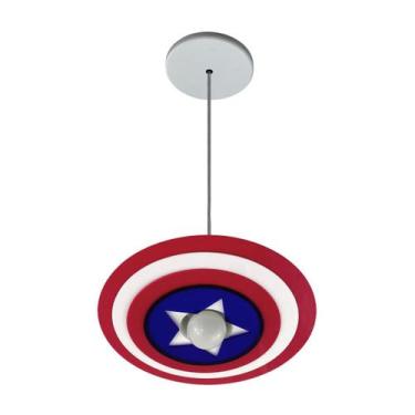 Imagem de Luminária Lustre Pendente Infantil Capitão América Herói Vingadores Qu