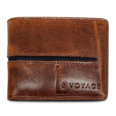 Imagem de Carteira Masculina Couro Documentos RG Cartões Bloqueio RFID - Le Voya