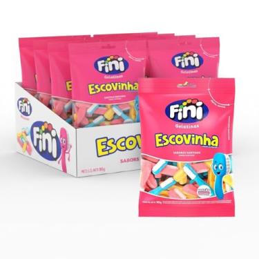 Imagem de Fini Escovinha Balas de Goma, Sabores Frutas Silvestres, Maçã e Banana, 12 Unidades