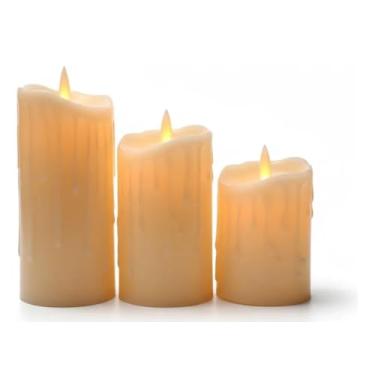 Imagem de Kit 3 Velas LED Decorativas Sem Fogo – Chama Tremulante Realista, Iluminação Suave e Segura para Decoração de Ambientes 11X9X7 CM