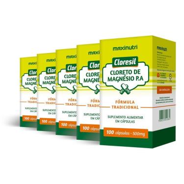 Imagem de Kit 5 Cloresil (cloreto De Magnésio P.a) Maxinutri 100 Cápsulas