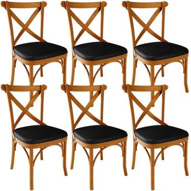 Imagem de Kit 06 Cadeiras Para Sala De Jantar E Estar Living Estofada ávila L02 Couríssimo Preto