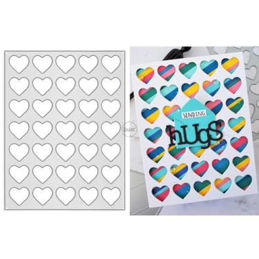 Imagem de DzIxY Conjunto de moldes de corte de metal com fundo de coração vazado para fazer cartões, conjunto de recortes de papel, estêncil, suprimentos, modelos de máquina
