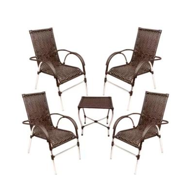 Imagem de Conj Cadeira Para Area Externa E Mesa De Centro Vênus Trama Pedra Ferro