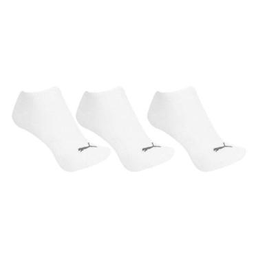 Imagem de Meia Cano Baixo Puma Logo Pacote c/ 3 Pares, Branco, Cinza, 39/43