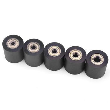 Imagem de 1 Peça Rolo De Material De Poliuretano Pu Preto Com Dois Rolamentos Mudo Guia Plano Diâmetro Da Roda 30mm Comprimento 30mm Furo 5/6/7/8 / 10mm, Bore 8mm