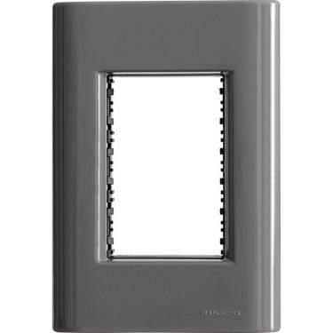 Imagem de Placa 3 Postos 4x2 Tramontina Giz Titânio Com Suporte