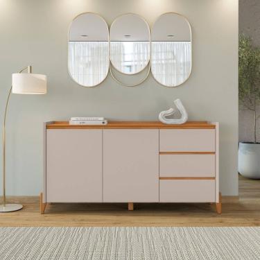 Imagem de Aparador Buffet 2 Portas 3 Gavetas com Pes de Madeira Macica Rennes Casa D