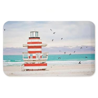 Imagem de Tapete antifadiga para casa de praia envolvente de pássaros, tapete ergonômico acolchoado para cozinha e pé com suporte antiderrapante, tapete confortável ecológico, design da Seven Trees Design, 76