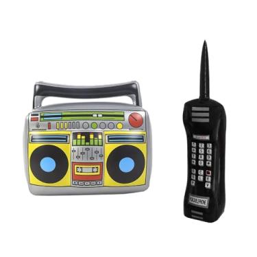Imagem de 2Pcs Inflatable Radio Boombox Inflatable Phone Prop for 80s 90s Party Decorations Hip Hop Party Decoration Disco Retro Theme Party Decorations