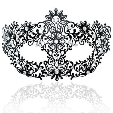 Imagem de Máscara de baile de máscaras FaceWood para mulheres, máscara de metal ultraleve com strass metálico brilhante, veneziana, para festas à noite, bailes de formatura., 22, Fit of all