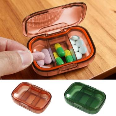 Imagem de Caixa organizadora de comprimidos transparente portátil para viagem, estojo compacto para comprimidos para armazenamento diário de vitaminas, 2 peças (marrom, verde)