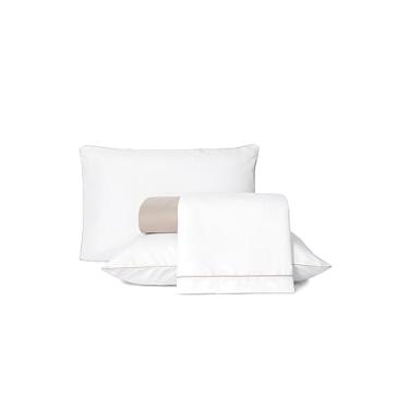 Imagem de Jogo De Cama Queen 4 Peças Com Lençol E Fronhas 200 Fios - Casa Paulinha (Bege)