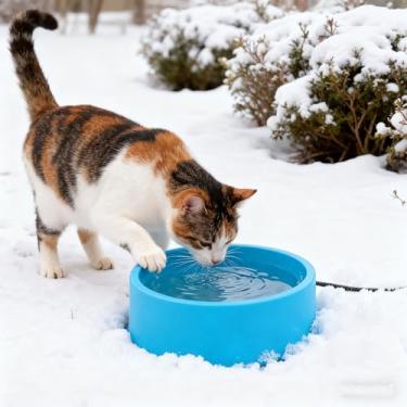 Imagem de Asixxsix Tigela de água Aquecida de 2,5L para Cachorro e Gato, Tigela para Animais de Estimação Aquecida Ao Ar Livre Com Temperatura Constante de 30 ℃ Com Base Antiderrapante, Prato de