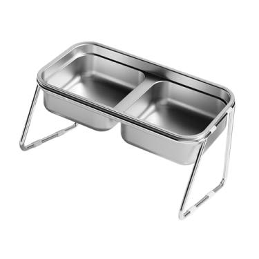Imagem de Fxzqgnh Tigela Elevada para Gatos com Suporte, Tigela Inclinada em aço Inoxidável para Comida E água, Ideal para Gatos Domésticos E Filhotes.