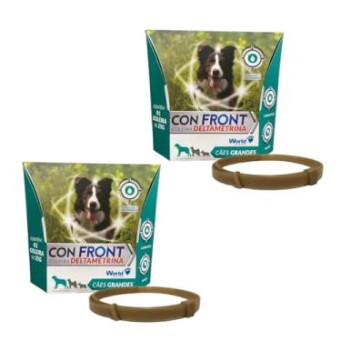Imagem de Kit 2 Coleiras Deltametrina Confront 25g Antipulgas Anticarrapatos Mosquitos Cães Grandes Proteção