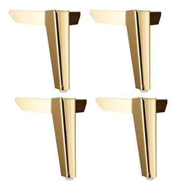 Imagem de ZJYWMM 4 peças de pés de móveis de aço carbono, para sofá, suporte de TV, armário, etc. com dispositivo antiderrapante e parafusos, (4 cores). (15 cm/5,9 pol, ouro)