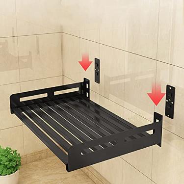 Imagem de Prateleira de micro-ondas, suporte de metal para micro-ondas, suporte de prateleira de aço inoxidável montado na parede, organizador de armazenamento de balcão de cozinha, armário com suporte para